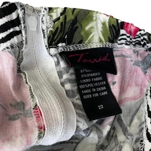 TORRID Strapless Dress Plus Size 22 Zebra & Tropical Print Cotton Spandex Summer - Picture 5 of 5